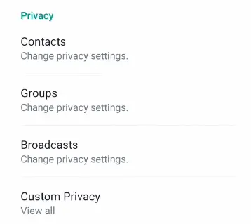 Contact Groups Broadcasts options